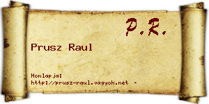 Prusz Raul névjegykártya